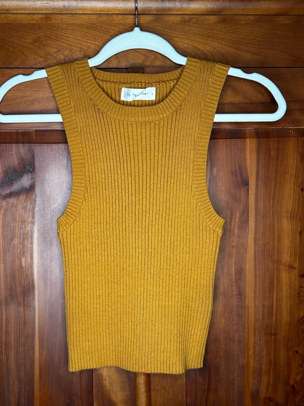 By Together Ribbed Sleeveless Knit Tank Top - Mustard Yellow Stretch Capsule
